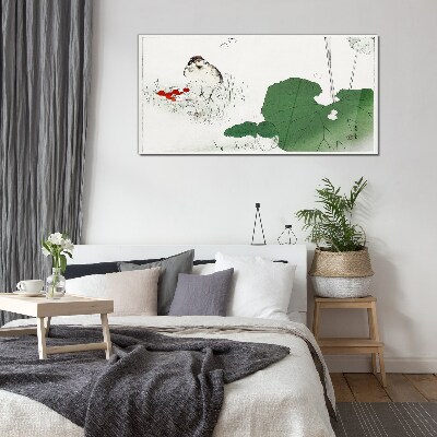 Glas foto Een gevleugelde gast in een groene omgeving