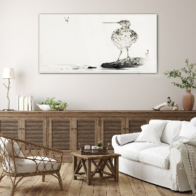 Foto op glas Een vogel op een minimalistische achtergrond