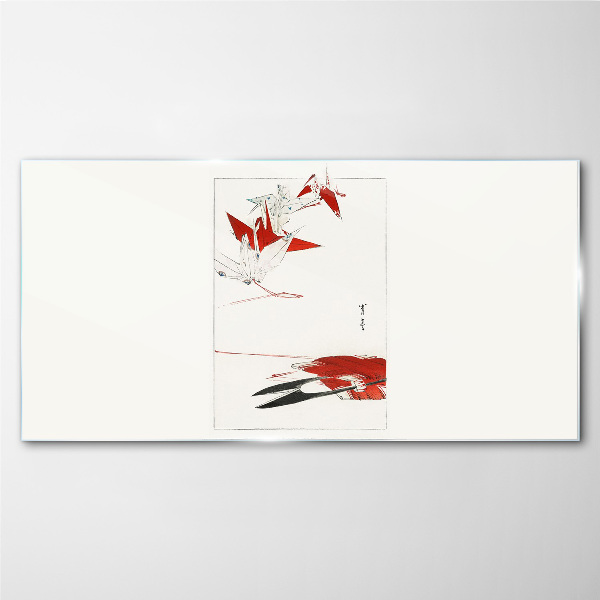 Glas foto Rode vogels op een witte achtergrond