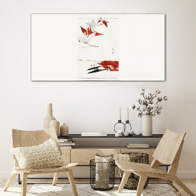 Glas foto Rode vogels op een witte achtergrond