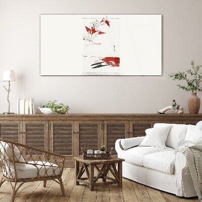 Glas foto Rode vogels op een witte achtergrond