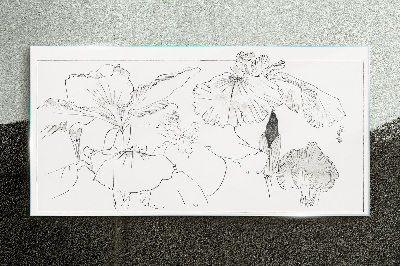 Schilderij op glas Bloemige composities in delicate lijnen