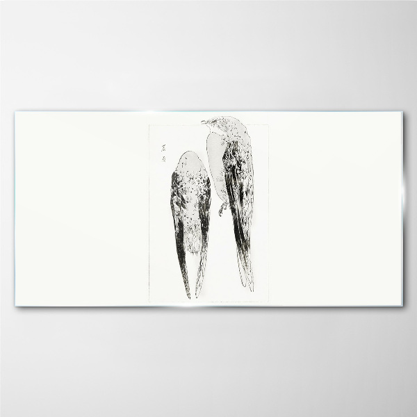 Glas foto Twee vogels op een witte achtergrond