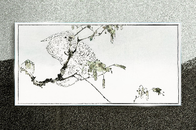 Schilderij op glas Een vogel op een tak