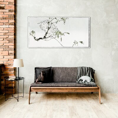 Schilderij op glas Een vogel op een tak