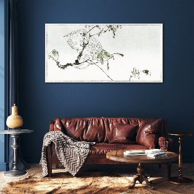 Schilderij op glas Een vogel op een tak