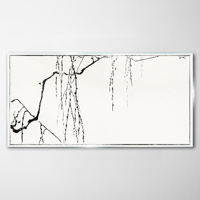 Foto op glas Delicate takken in monochrome tinten