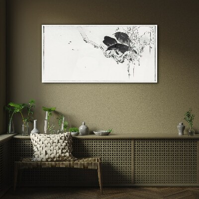 Schilderij op glas Zwarte vogels op een tak