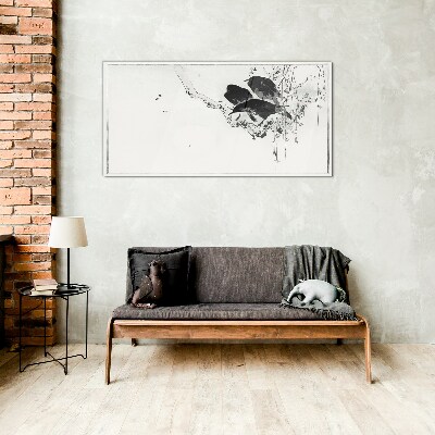 Schilderij op glas Zwarte vogels op een tak