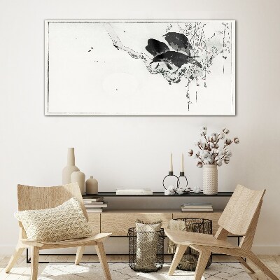 Schilderij op glas Zwarte vogels op een tak