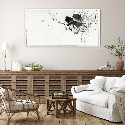 Schilderij op glas Zwarte vogels op een tak