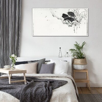 Schilderij op glas Zwarte vogels op een tak