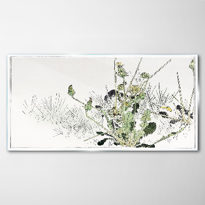 Schilderij op glas Een plantenlandschap in delicate tinten