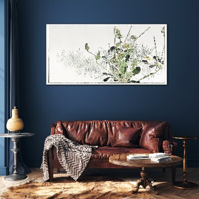 Schilderij op glas Een plantenlandschap in delicate tinten