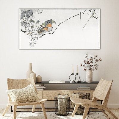 Foto op glas Vogels op een tak