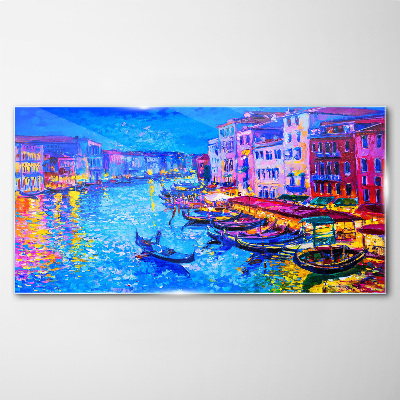 Glas foto Een Venetiaanse nacht in een explosie van kleuren