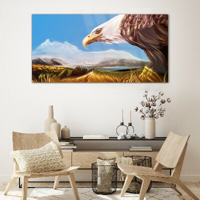Glas foto Adelaar in een berglandschap