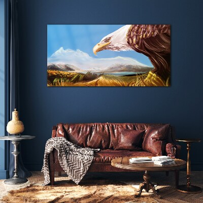 Glas foto Adelaar in een berglandschap