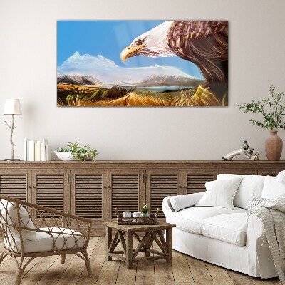 Glas foto Adelaar in een berglandschap