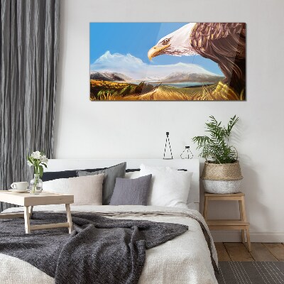 Glas foto Adelaar in een berglandschap