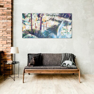 Foto op glas Tropisch landschap in pastelkleuren