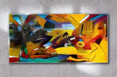 Schilderij op glas Abstract landschap in intense kleuren