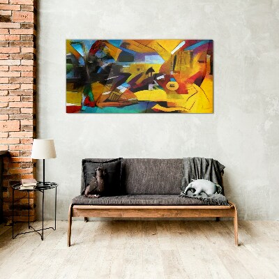 Schilderij op glas Abstract landschap in intense kleuren