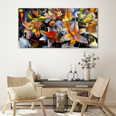 Glas foto Bloemenabstractie in intense kleuren