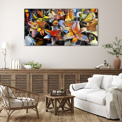 Glas foto Bloemenabstractie in intense kleuren