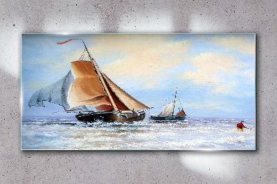 Foto op glas Zeilen op de golven