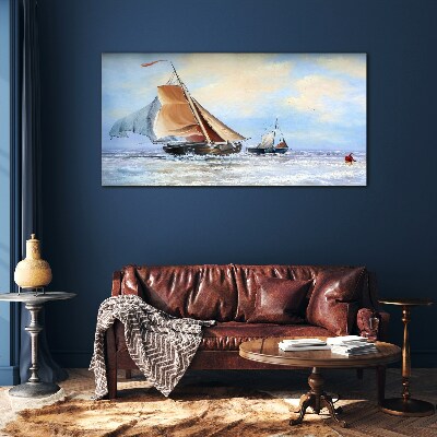 Foto op glas Zeilen op de golven