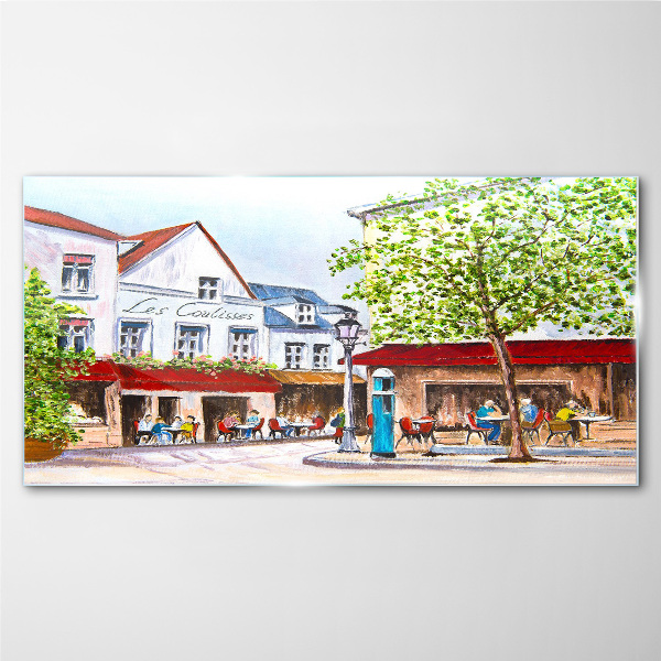 Glas foto Een caféhoek in de stad