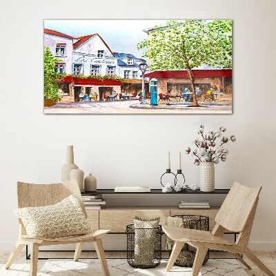 Glas foto Een caféhoek in de stad