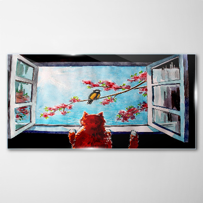 Glas foto Een venster naar de wereld van lentekleuren