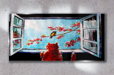 Glas foto Een venster naar de wereld van lentekleuren