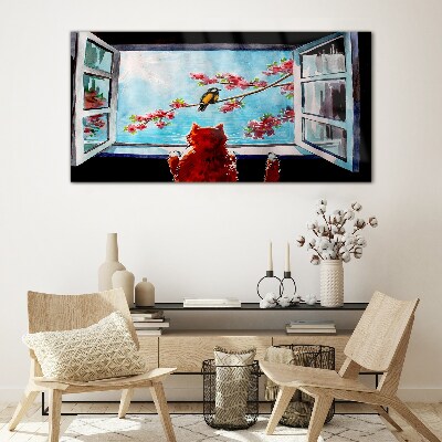 Glas foto Een venster naar de wereld van lentekleuren