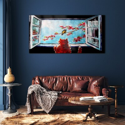 Glas foto Een venster naar de wereld van lentekleuren