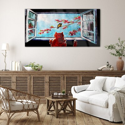 Glas foto Een venster naar de wereld van lentekleuren