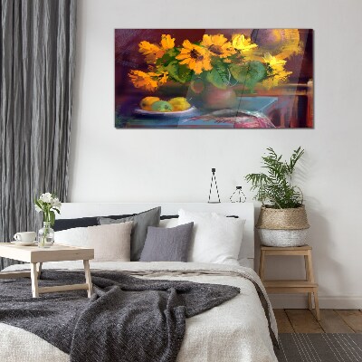 Glas foto Zonnebloemen in een vaas