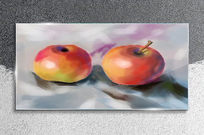 Schilderij op glas Sappige appels op een pastelkleurige achtergrond