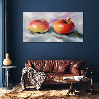 Schilderij op glas Sappige appels op een pastelkleurige achtergrond