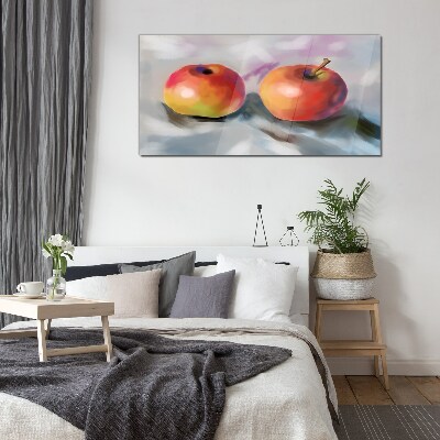 Schilderij op glas Sappige appels op een pastelkleurige achtergrond