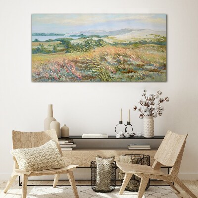 Foto op glas Zomerveldlandschap