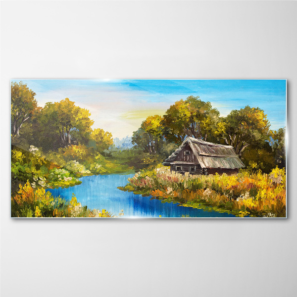 Foto op glas Een vredig landelijk landschap in de zomer