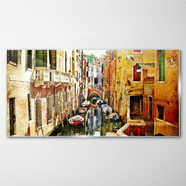 Schilderij op glas Venetiaanse straat met een gracht