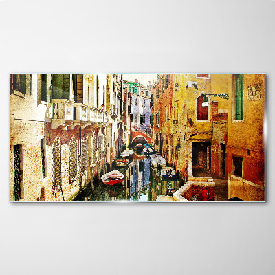 Schilderij op glas Venetiaanse straat met een gracht