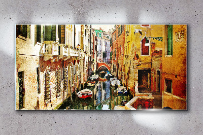 Schilderij op glas Venetiaanse straat met een gracht