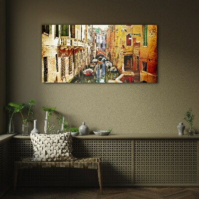Schilderij op glas Venetiaanse straat met een gracht