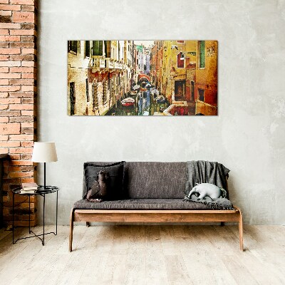 Schilderij op glas Venetiaanse straat met een gracht