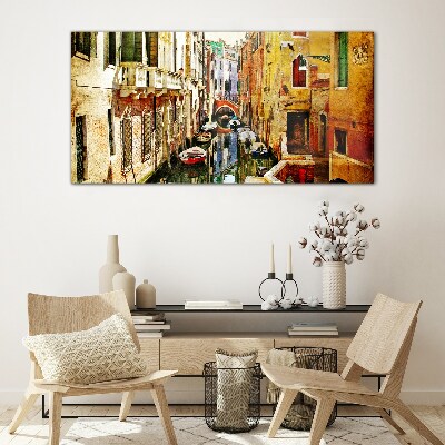 Schilderij op glas Venetiaanse straat met een gracht
